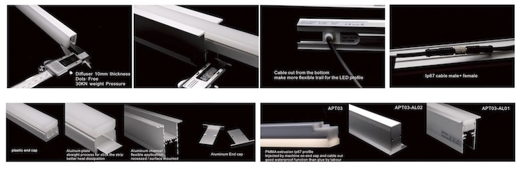 Apt03 160lm/W Outdoor IP67 Waterproof Inground LED Aluminum Profile Linear Light with 3tons Weight Pressure for Car Parking