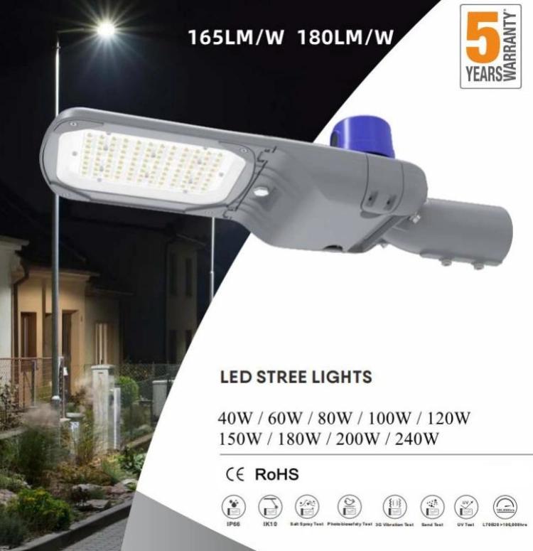 Tool Free Opening and Energy Saving IP67 50W LED Street Luminaires with Photocell Sensor