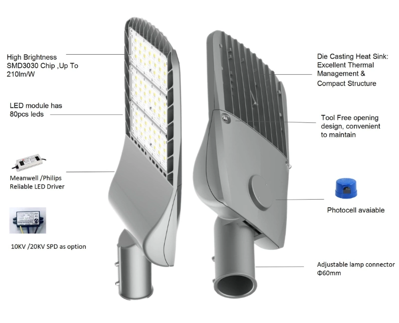 Photocell OEM Factory IP66 High Lumen 5 Years/7 Years/10 Years Warranty LED Street Light